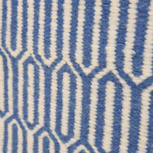 SHATKON- Sky Blue and white 100% wool Dhurrie (rug)